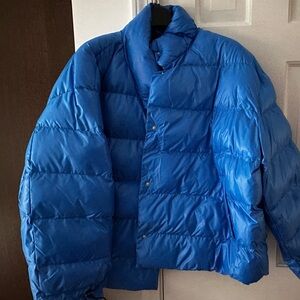 Future collective bright, blue puffer jacket